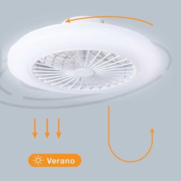 Ventilador techo Box Fan Talsano con luz CCT regulable y mando Ø50 8 aspas DC Blanco - Imagen 4