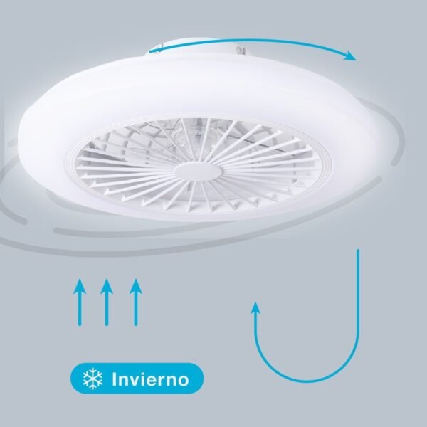 Ventilador techo Box Fan Talsano con luz CCT regulable y mando Ø50 8 aspas DC Blanco - Imagen 5