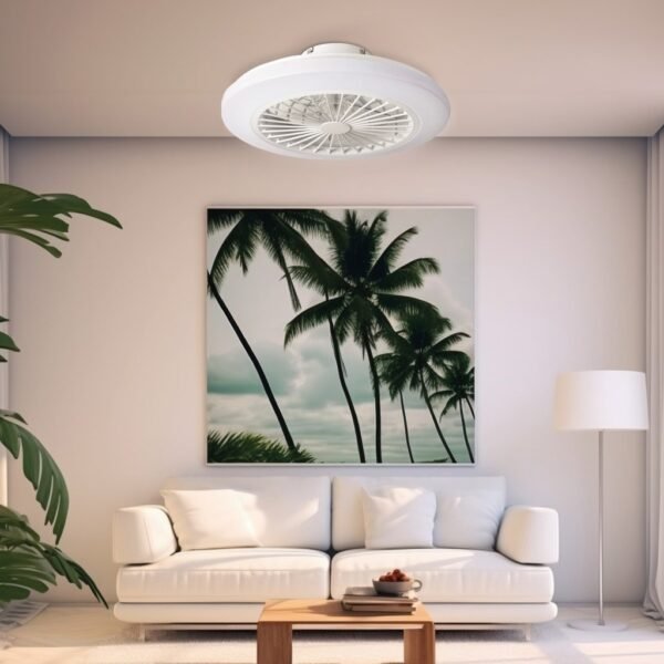 Ventilador techo Box Fan Talsano con luz CCT regulable y mando Ø50 8 aspas DC Blanco - Imagen 6