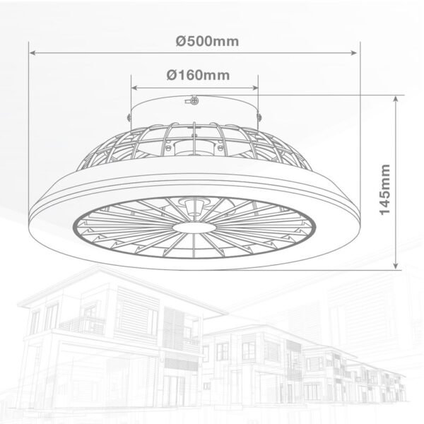 Ventilador techo Box Fan Talsano con luz CCT regulable y mando Ø50 8 aspas DC Blanco - Imagen 7