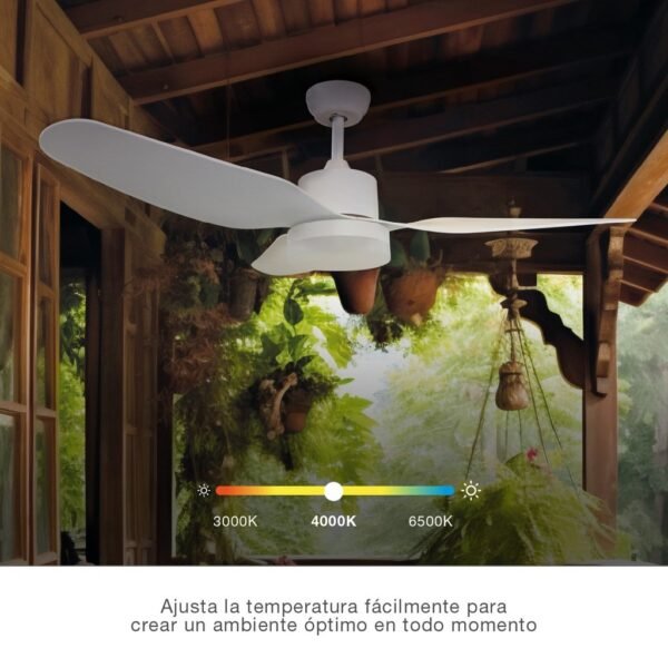 Ventilador techo Bumera con luz CCT regulable y mando Ø116 3 aspas Blanco - Imagen 4