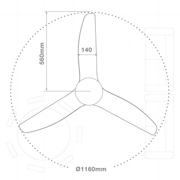Ventilador techo Bumera con luz CCT regulable y mando Ø116 3 aspas Blanco - Imagen 8
