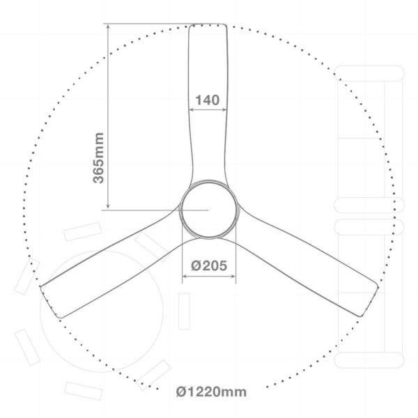 Ventilador techo Cefalú con luz CCT regulable y mando Ø132 3 aspas DC Blanco - Imagen 11
