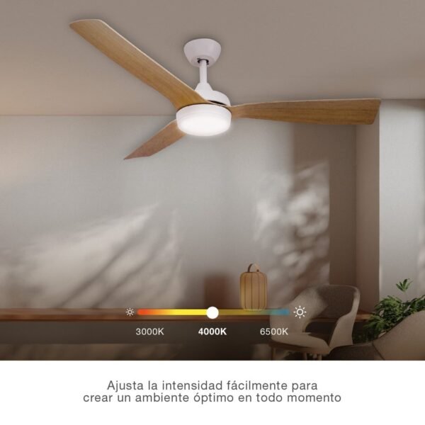 Ventilador techo Cefalú con luz CCT regulable y mando Ø132 3 aspas DC Blanco - Imagen 4