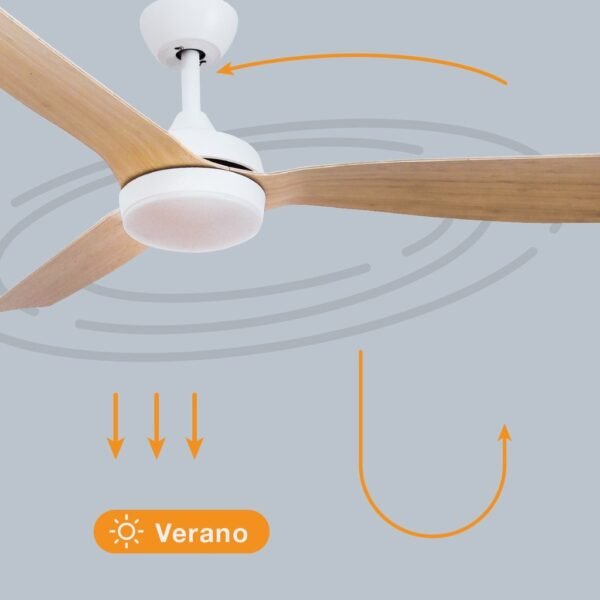 Ventilador techo Cefalú con luz CCT regulable y mando Ø132 3 aspas DC Blanco - Imagen 5