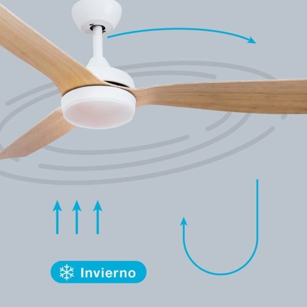 Ventilador techo Cefalú con luz CCT regulable y mando Ø132 3 aspas DC Blanco - Imagen 6