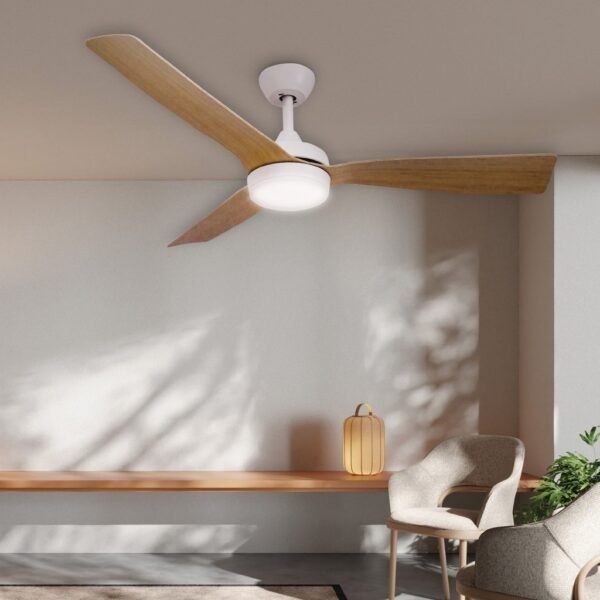 Ventilador techo Cefalú con luz CCT regulable y mando Ø132 3 aspas DC Blanco - Imagen 7