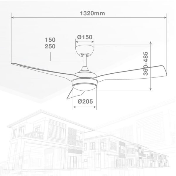 Ventilador techo Cefalú con luz CCT regulable y mando Ø132 3 aspas DC Blanco - Imagen 10