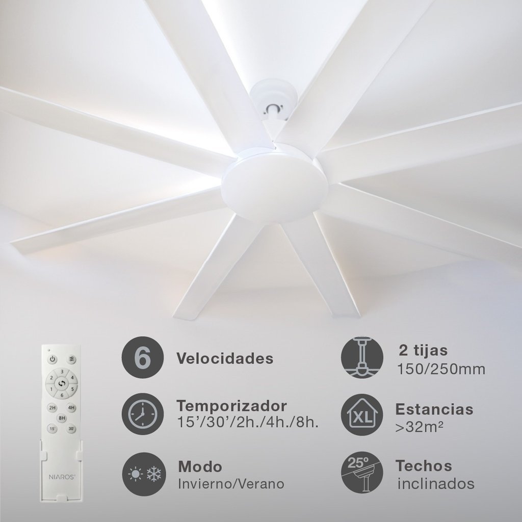 Ventilador techo Kilwa con luz CCT regulable y mando Ø152 5 aspas DC Blanco - Imagen 3