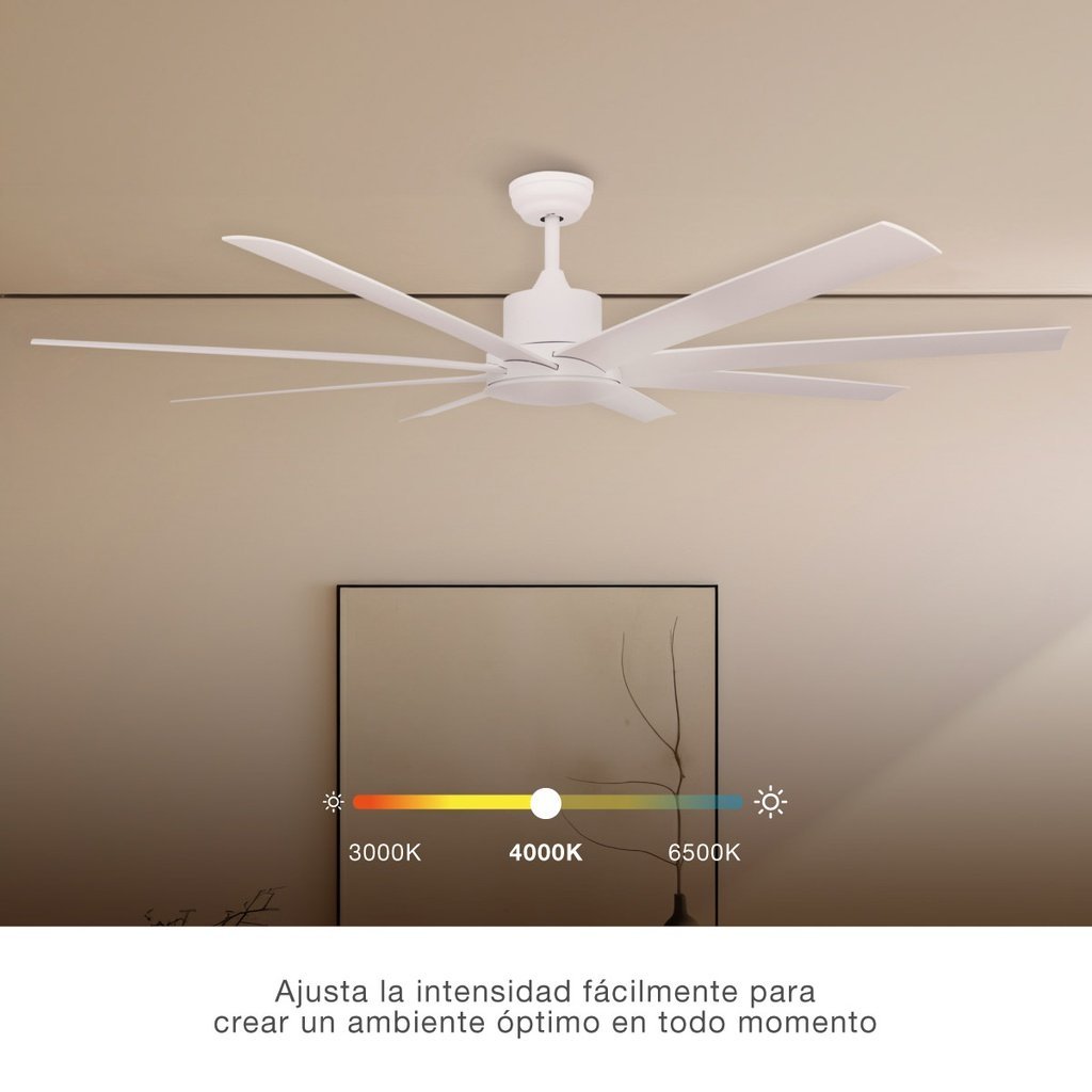 Ventilador techo Kilwa con luz CCT regulable y mando Ø152 5 aspas DC Blanco - Imagen 4