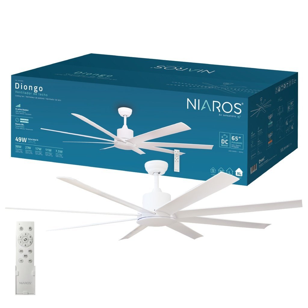 Ventilador techo Kilwa con luz CCT regulable y mando Ø152 5 aspas DC Blanco - Imagen 2