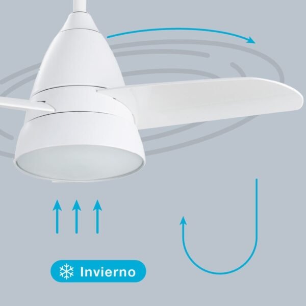 Ventilador techo Kidau con luz CCT regulable y mando Ø93 3 aspas Blanco - Imagen 6