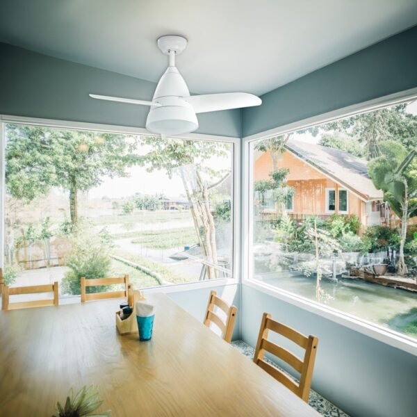 Ventilador techo Kidau con luz CCT regulable y mando Ø93 3 aspas Blanco - Imagen 7