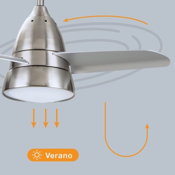 Ventilador techo Kidau con luz CCT regulable y mando Ø93 3 aspas Níquel - Imagen 5