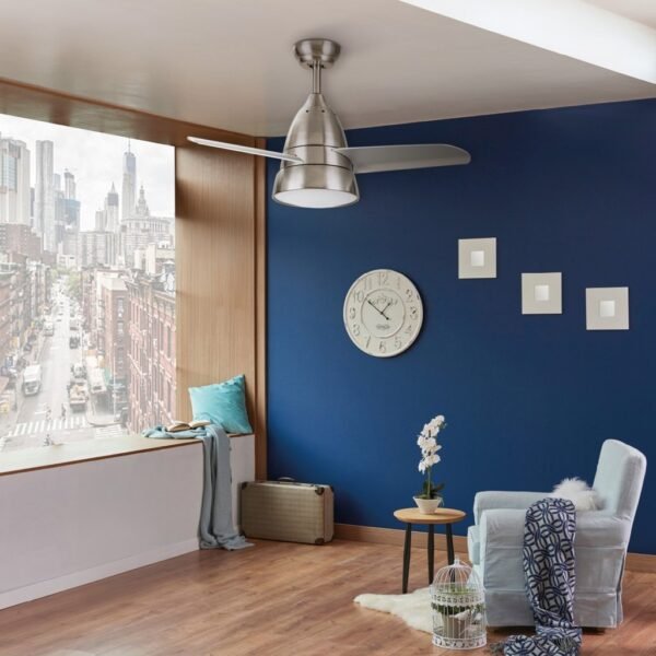 Ventilador techo Kidau con luz CCT regulable y mando Ø93 3 aspas Níquel - Imagen 7