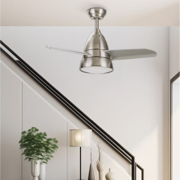 Ventilador techo Kidau con luz CCT regulable y mando Ø93 3 aspas Níquel - Imagen 8
