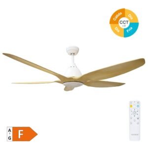 Ventilador techo Fratello con luz CCT regulable y mando Ø152 3 aspas DC Blanco