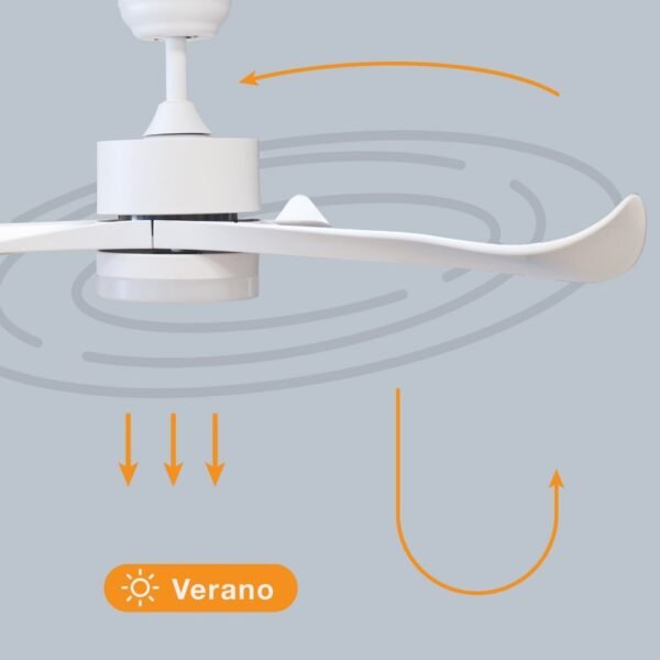 Ventilador techo Kota con luz CCT regulable y mando Ø132 3 aspas DC Blanco - Imagen 5