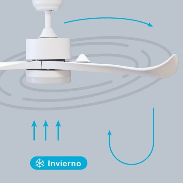 Ventilador techo Kota con luz CCT regulable y mando Ø132 3 aspas DC Blanco - Imagen 6