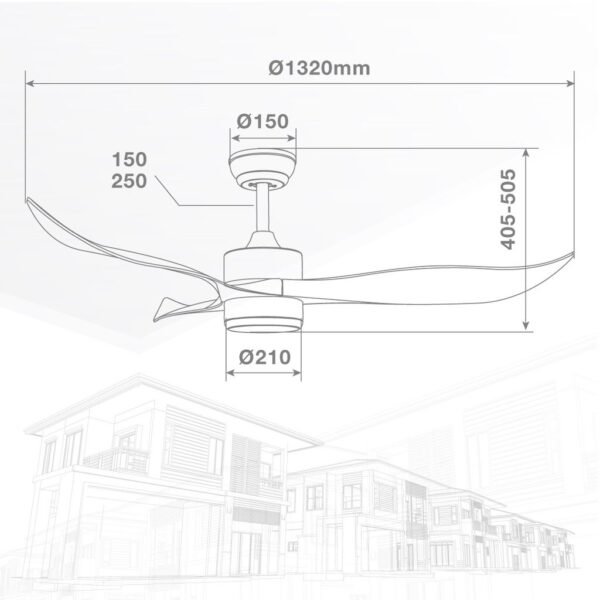 Ventilador techo Kota con luz CCT regulable y mando Ø132 3 aspas DC Blanco - Imagen 9