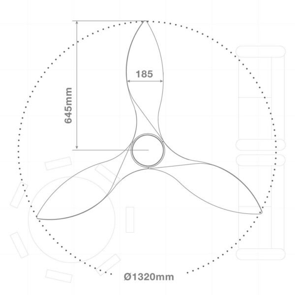 Ventilador techo Kota con luz CCT regulable y mando Ø132 3 aspas DC Blanco - Imagen 10
