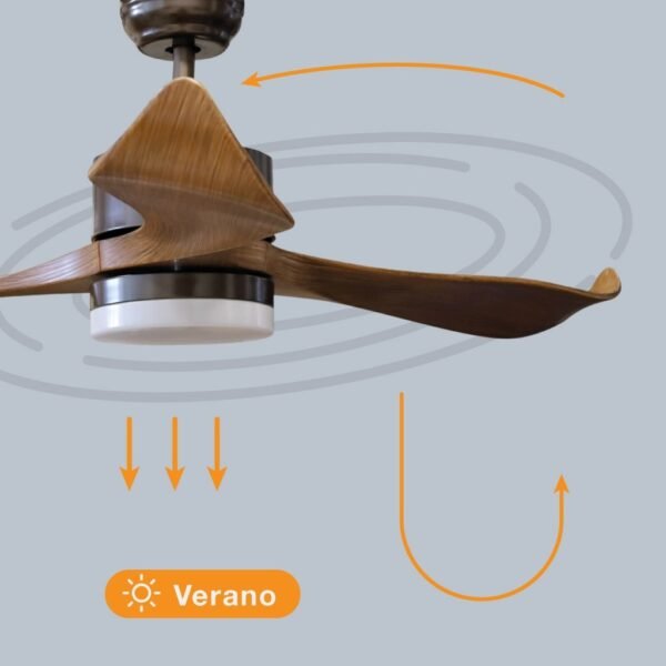 Ventilador techo Kota con luz CCT regulable y mando Ø132 3 aspas DC Café - Imagen 5