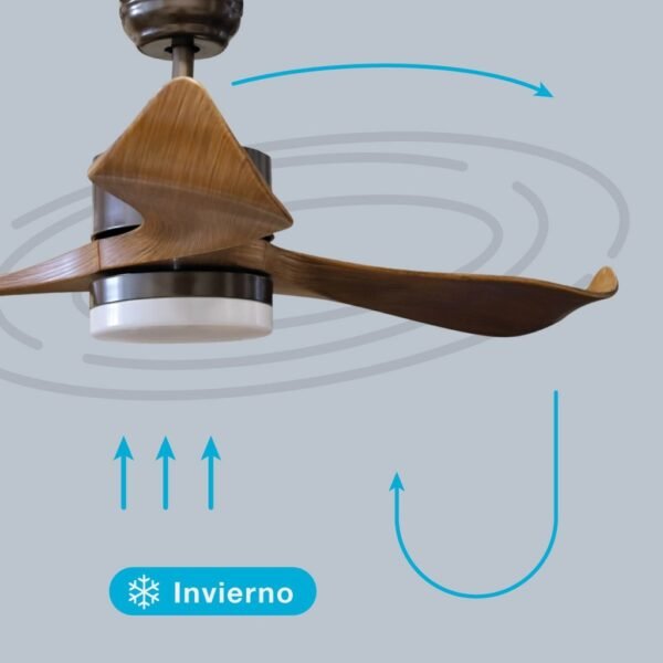 Ventilador techo Kota con luz CCT regulable y mando Ø132 3 aspas DC Café - Imagen 6