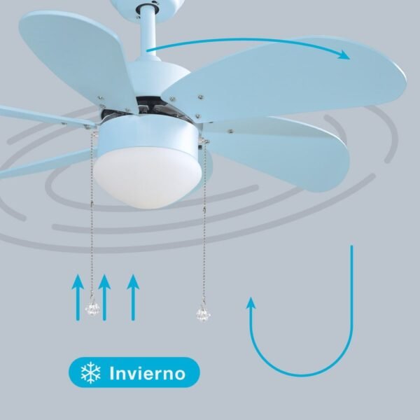 Ventilador techo Larde 2xE27 Ø82 6 aspas DC Azul - Imagen 5