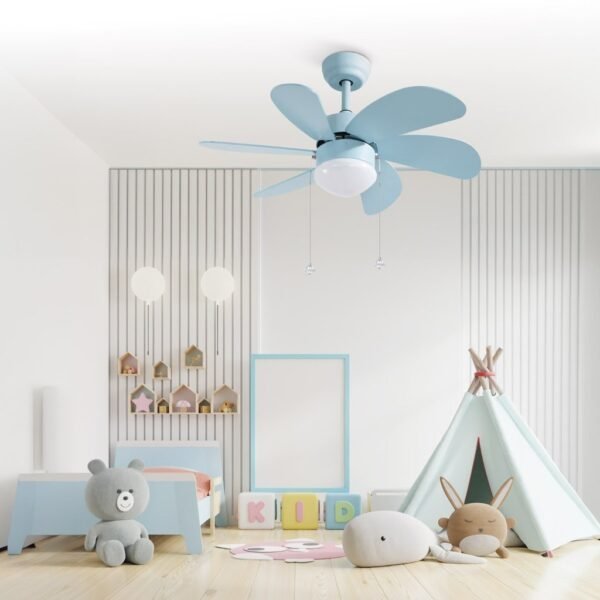 Ventilador techo Larde 2xE27 Ø82 6 aspas DC Azul - Imagen 6
