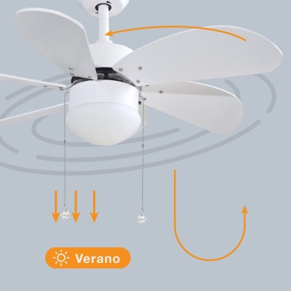 Ventilador techo Larde 2xE27 Ø82 6 aspas DC Blanco - Imagen 4