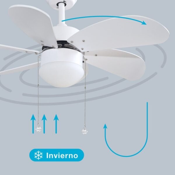 Ventilador techo Larde 2xE27 Ø82 6 aspas DC Blanco - Imagen 5