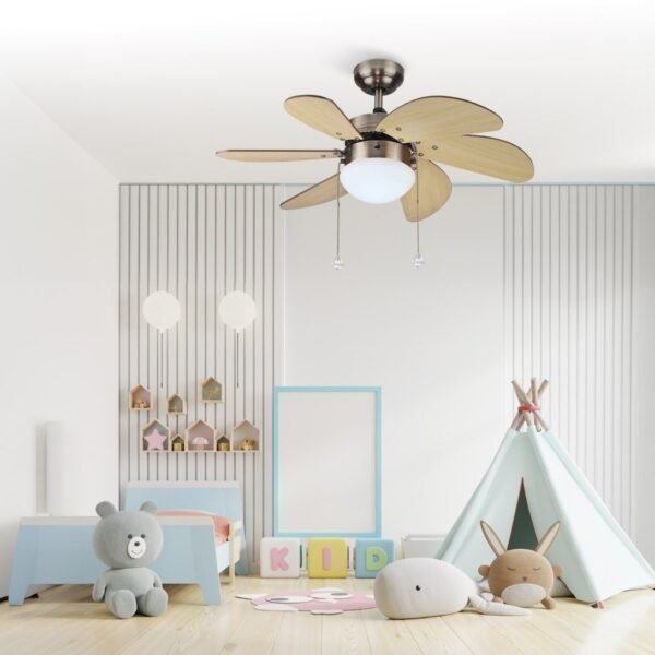 Ventilador techo Larde 2xE27 Ø82 6 aspas DC Níquel - Imagen 6