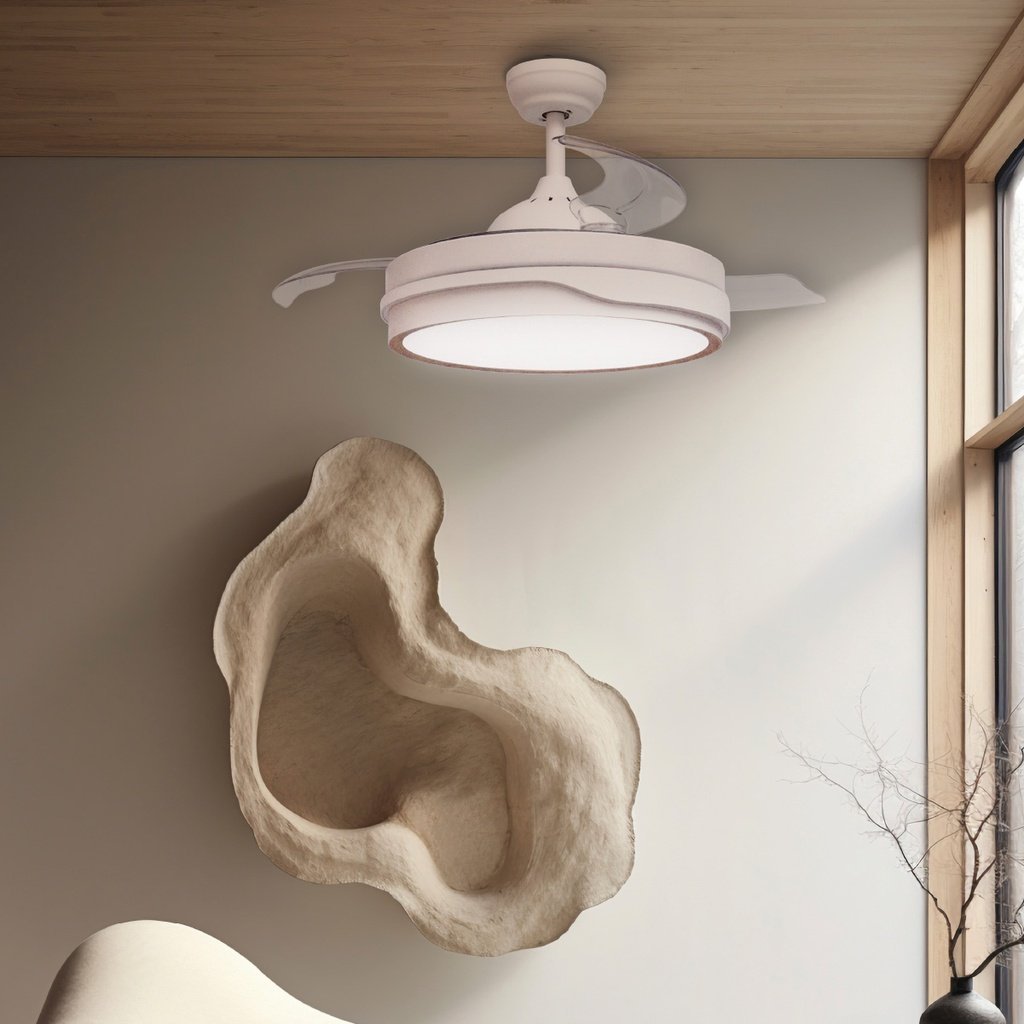 Ventilador techo Lentini con luz CCT regulable y mando Ø107 3 aspas retráctiles DC Blanco - Imagen 6