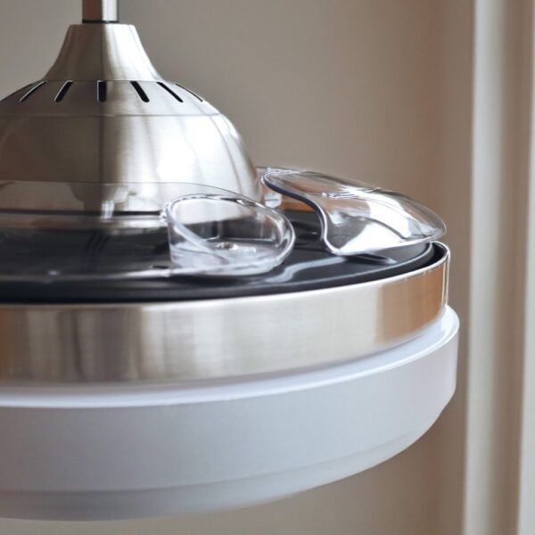 Ventilador techo Lentini con luz CCT regulable y mando Ø107 3 aspas retráctiles DC Níquel - Imagen 8