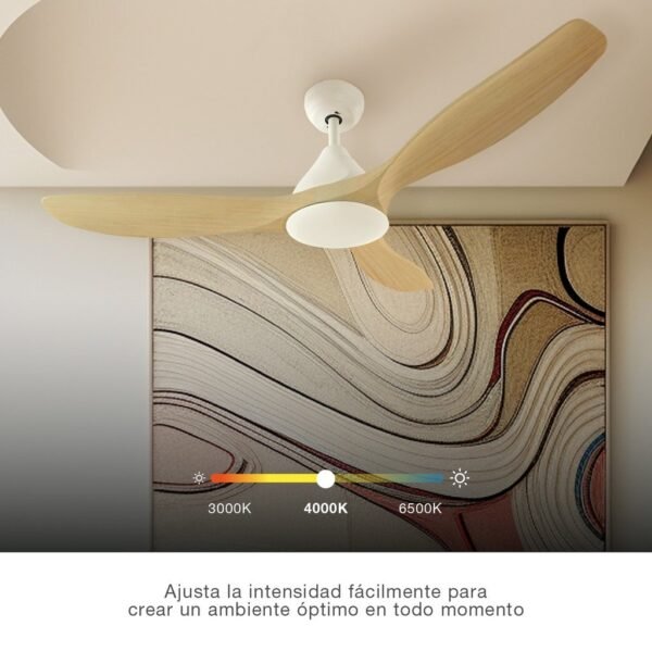 Ventilador techo Luma con luz CCT regulable y mando Ø117 3 aspas DC Blanco - Imagen 2