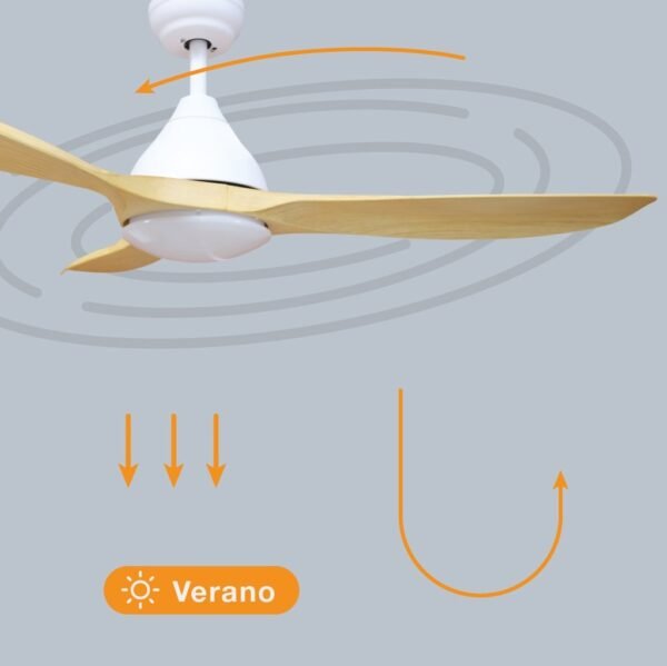 Ventilador techo Luma con luz CCT regulable y mando Ø117 3 aspas DC Blanco - Imagen 3