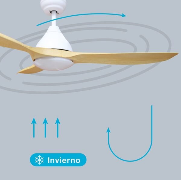 Ventilador techo Luma con luz CCT regulable y mando Ø117 3 aspas DC Blanco - Imagen 4