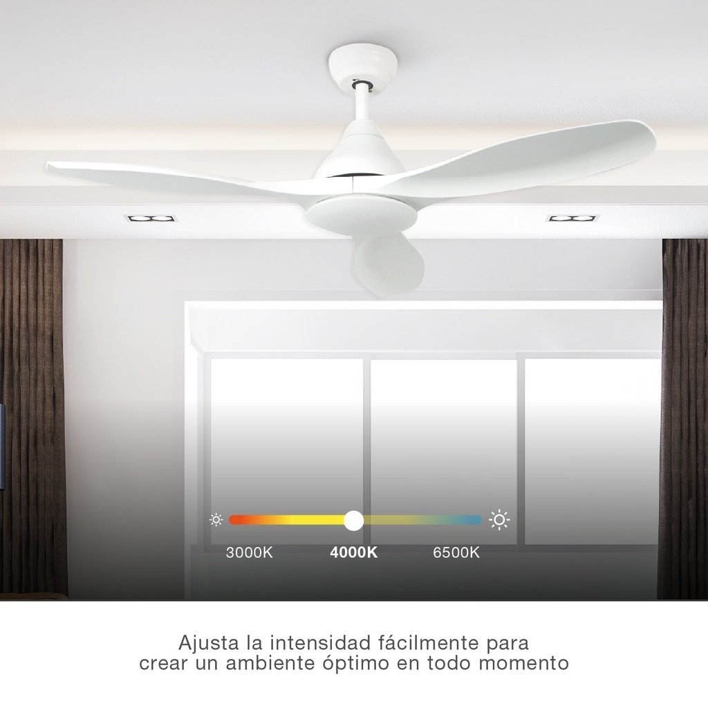 Ventilador techo Luma con luz CCT regulable y mando Ø117 3 aspas DC Blanco - Imagen 4