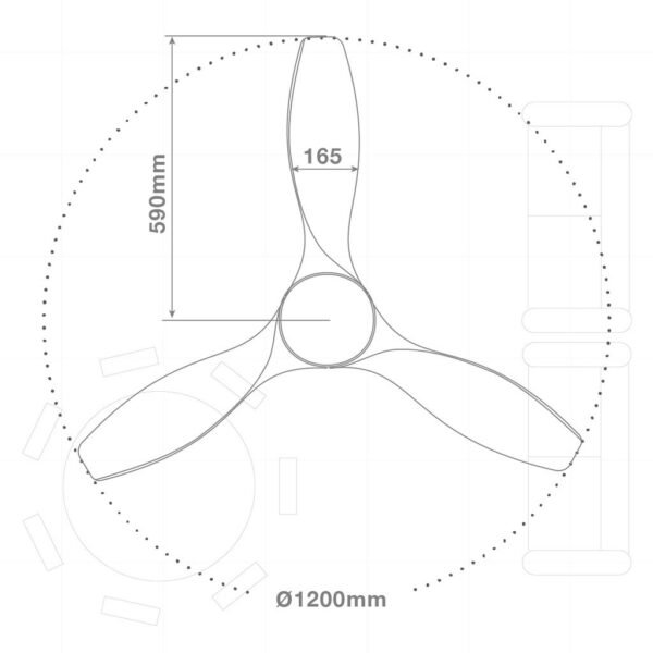 Ventilador techo Luma con luz CCT regulable y mando Ø117 3 aspas DC Blanco - Imagen 8