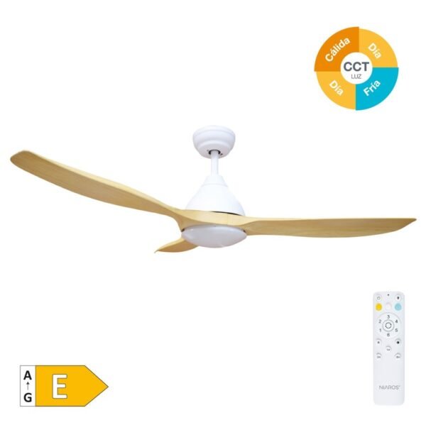 Ventilador techo Luma con luz CCT regulable y mando Ø117 3 aspas DC Blanco - Imagen 9