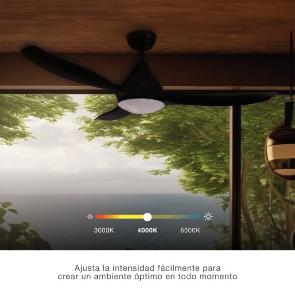 Ventilador techo Luma con luz CCT regulable y mando Ø117 3 aspas DC Negro - Imagen 4