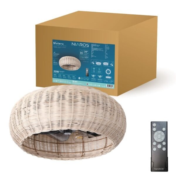 Ventilador techo Matera con mando 4xE27 Ø50 3 aspas DC Beige - Imagen 2
