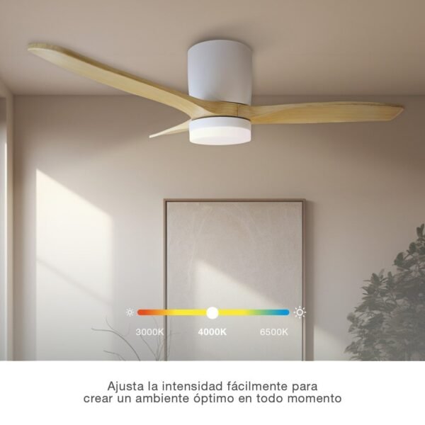 Ventilador techo Matipa con luz CCT regulable y mando Ø106 3 aspas DC Blanco - Imagen 4