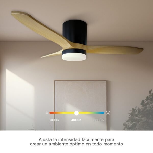Ventilador techo Matipa con luz CCT regulable y mando Ø106 3 aspas DC Negro - Imagen 6