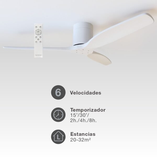 Ventilador techo Mucari con mando Ø132 3 aspas DC Blanco - Imagen 3