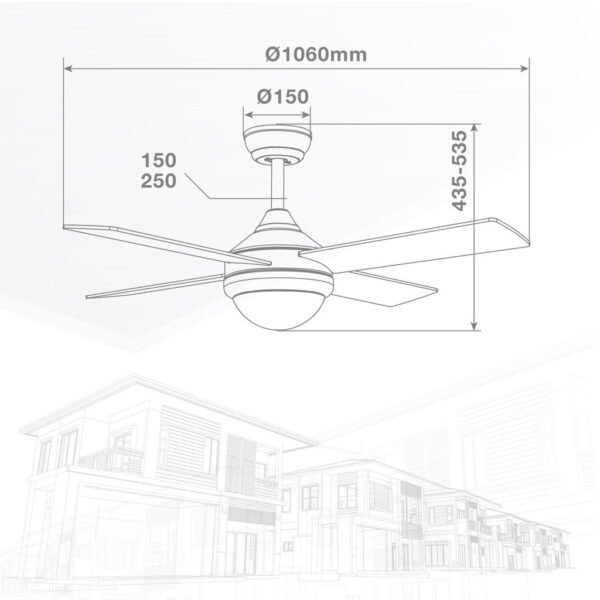 Ventilador techo Muna con luz CCT regulable y mando Ø106 4 aspas Blanco - Imagen 7