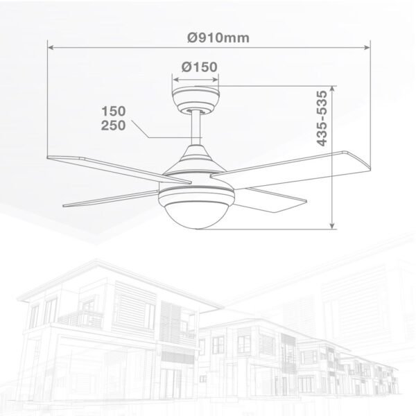 Ventilador techo Muna con luz CCT regulable y mando Ø91 4 aspas Blanco - Imagen 7