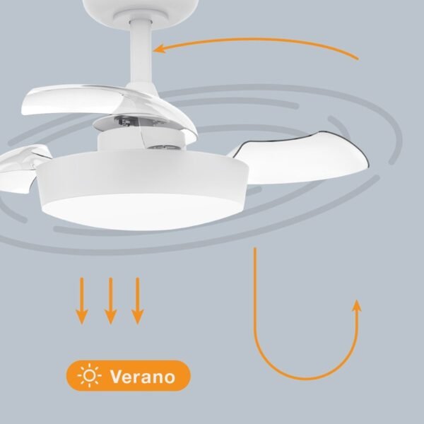 Ventilador techo Nacala con luz CCT regulable y mando Ø55 3 aspas retráctiles DC Blanco - Imagen 6