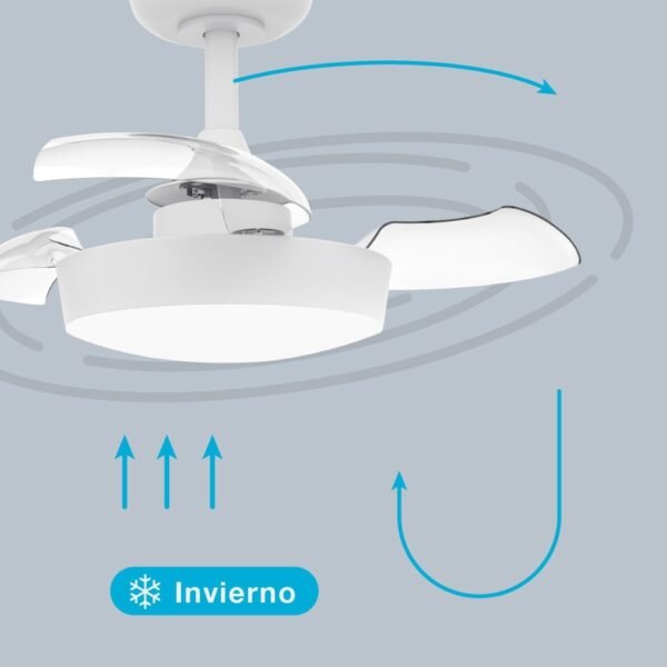 Ventilador techo Nacala con luz CCT regulable y mando Ø55 3 aspas retráctiles DC Blanco - Imagen 7