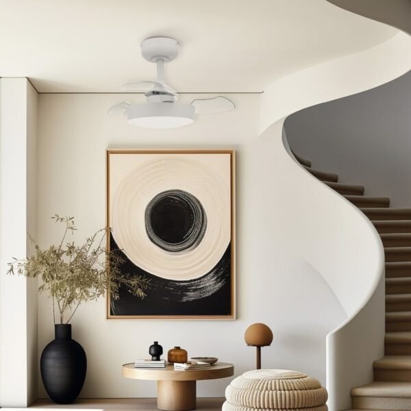 Ventilador techo Nacala con luz CCT regulable y mando Ø55 3 aspas retráctiles DC Blanco - Imagen 8